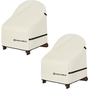 Porch Shield Waterproof Patio Adirondack Chair Cover 2 Pack Fits Outdoor Chairs 32W x 34D x 36H inch, Beige