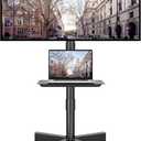 BONTEC Mobile TV Stand with Tilt, Rolling TV Stand on Wheels for 2365 Inch LED LCD TVs, Portable TV Cart with Adjustable Media Shelf for Living Room, Bedroom, Office, Holds 88 lbs, Max VESA 400x400mm (17.1x15.7x59.6 IN, Black)
