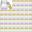 Nuogo 100 Pack 1.5oz Mini Hexagon Glass Jars Bulk for Wedding Small Honey Jars with Lids Spice Jars Canning Jars Mason Jars for Gifts Candy Honey Wedding Party Favors DIY Crafts (Gold)