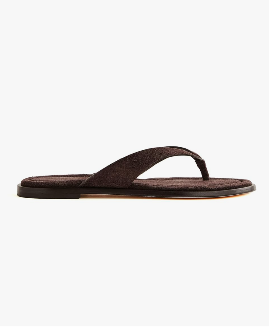 Suede Flip Flops Sandals for Women Comfortable Slip on Open Toe Thong Sandals Casual Summer Dress Flats Sandal Shoes., 8.5