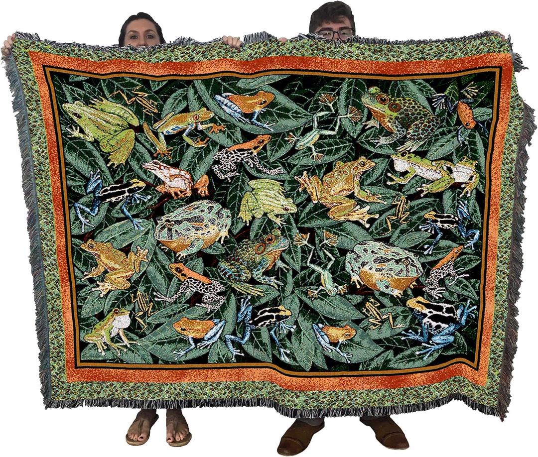 Pure Country Weavers Leap Frog Blanket by Elena Vladykina - Garden Floral Gift Tapestry Throw Woven from Cotton - Made in The USA (72x54)