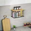 Small Trash Bag Holder,Wall Mount Grocery Bag Holder with Bamboo Top,Suitable for Garbage Bags of 100 Rolls under 13 Gallons,Black