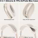 [4 in 1] Case Cover for AirPods Max Headphones (2024/2020) Ear Pad Case Cover/Headband Cover/Ear Cups Cover with Bling Star for Apple AirPods Max Headphones (Beige Star-T)