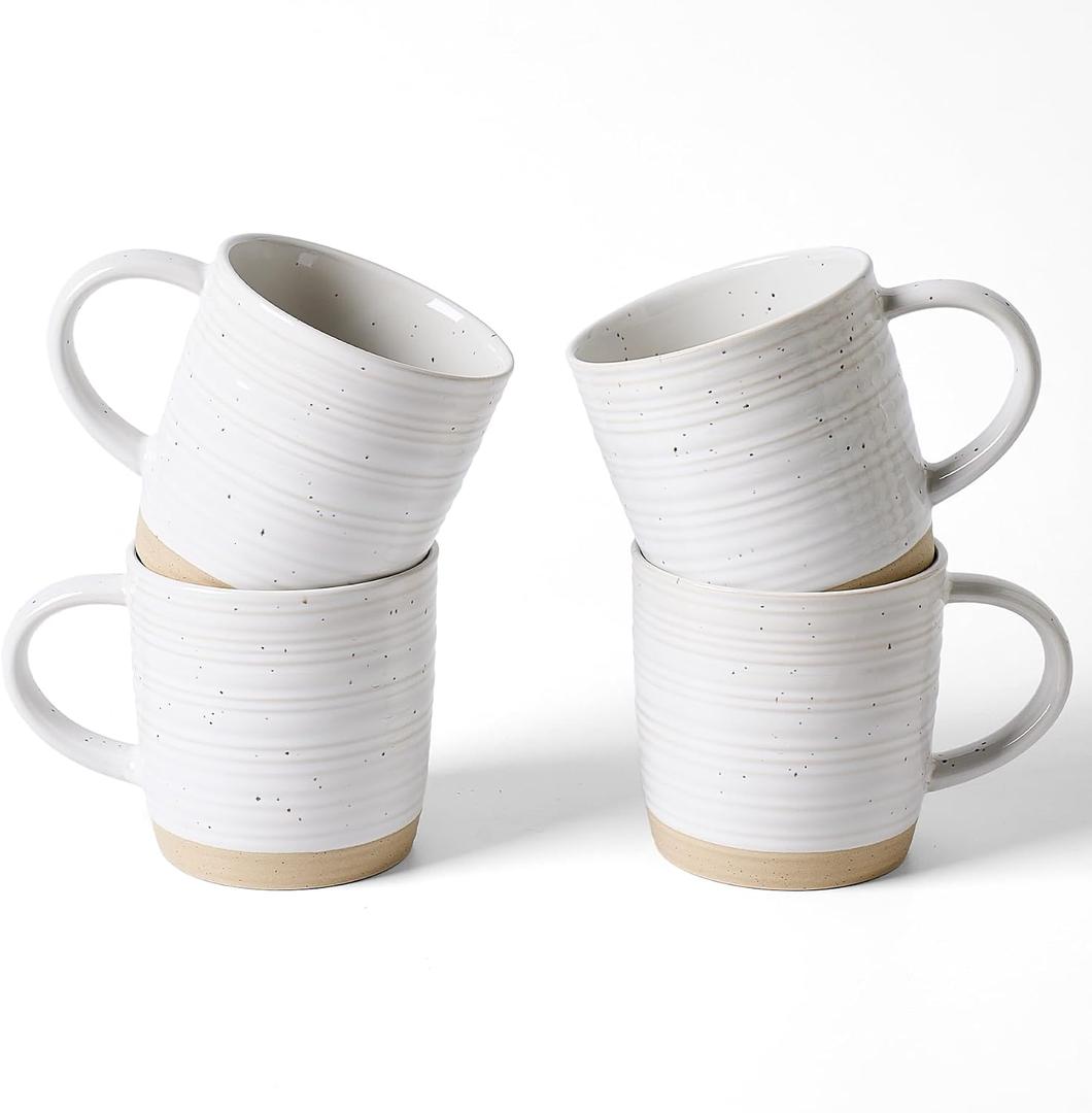 famiware Coffee Mugs Set of 4, 13 oz Mug Set, Ceramic Cup Set with Handle for Coffee, Tea, Cocoa, Milk, Constellation Series, White