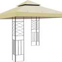 10x10 Canopy Replacement Top Double Tiered Gazebo Cover for Yard, Patio & Garden Durable Sunshade Replacement, Dual Tier Cover Only (Beige)