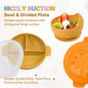 Silicone Baby Feeding Set - Perfect silicone plates for baby & Toddler Plates with lid, Baby Bowls with Suction, Baby Utensils - Baby Led Weaning Supplies & Eating Essential - (Yellow)