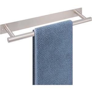 Self Adhesive Towel Bar, 16 Inch Round Towel Racks for Bathroom Wall Mounted SUS304 Stainless Steel Towel Hanger for Kitchen, No Drill or Screw-Mounted Towel Holder (Brushed Nickel)