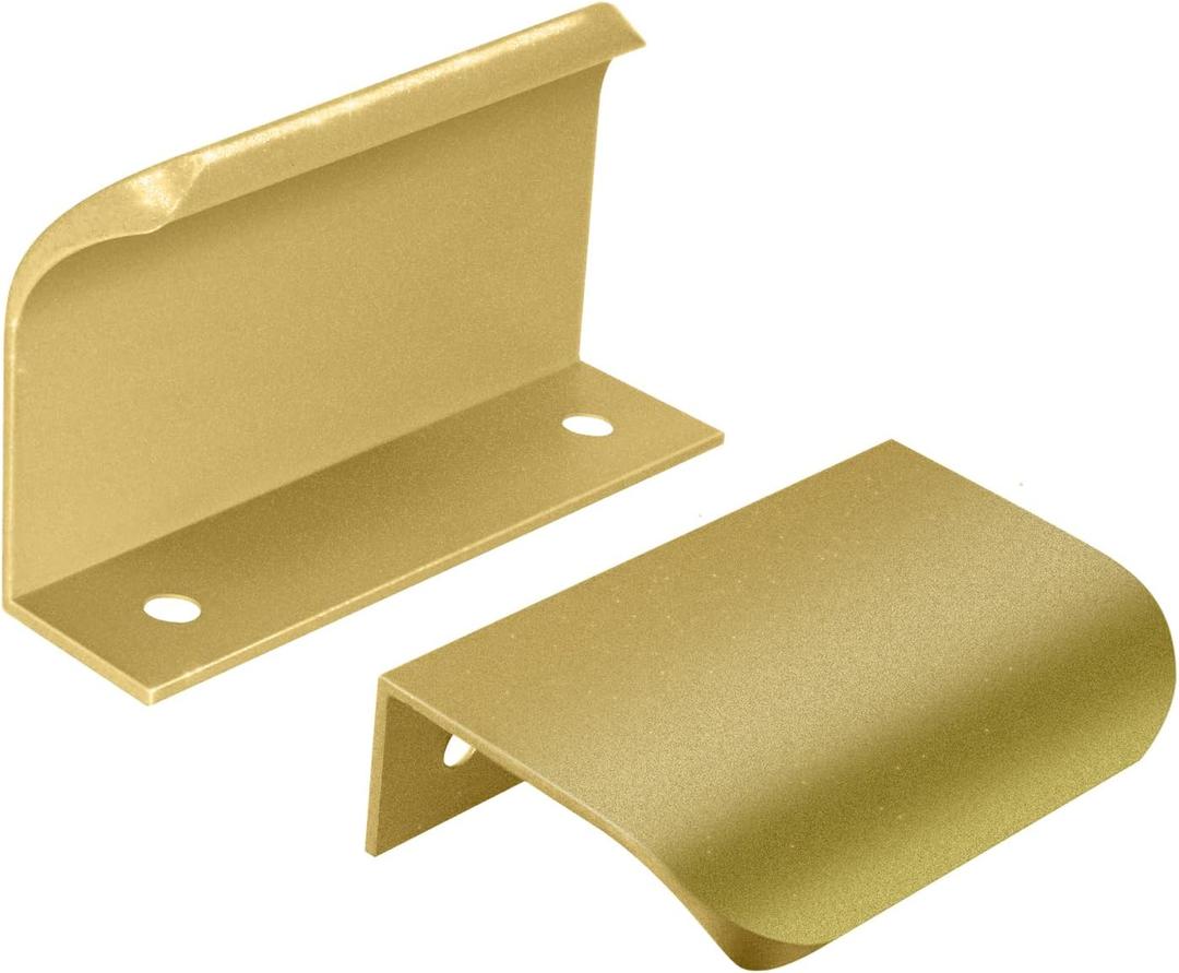 10 Pack 64mm/1.5 inch Aluminum Concealed Cabinet Pulls Hole Center Finger Edge Pulls for Home Kitchen Doors and Drawers - Includes Screws- Matte Gold