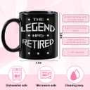 Retirement Gifts for Women Men Office Coffee Mug, The Legend Has Retired, Ceramic Cup, Retired Gifts for Boss, Manager, Him, Husband, Coworkers, Christmas Birthday Gift 11oz Black