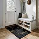 Washable Area Rugs 2'x4' Non-Slip Modern Abstract Soft for Living Room Entryway Bedroom Nursery, Print Pattern, Dark Black Gold