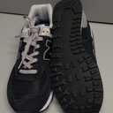 New Balance Women's 574 Core Sneaker, Black/White/Gray, 10 Wide