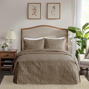 Madison Park Classic Traditional Damask Quilted Bedspread Set, 3PC Queen