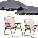 Blissun 2 Pack Chair Umbrella with Clamp, Adjustable Umbrellas for Chair, UPF50+ Sun Shade Umbrella for Beach Chair, Wheelchair, Camping Chair, Patio Chair, Golf Carts, Dark Grey