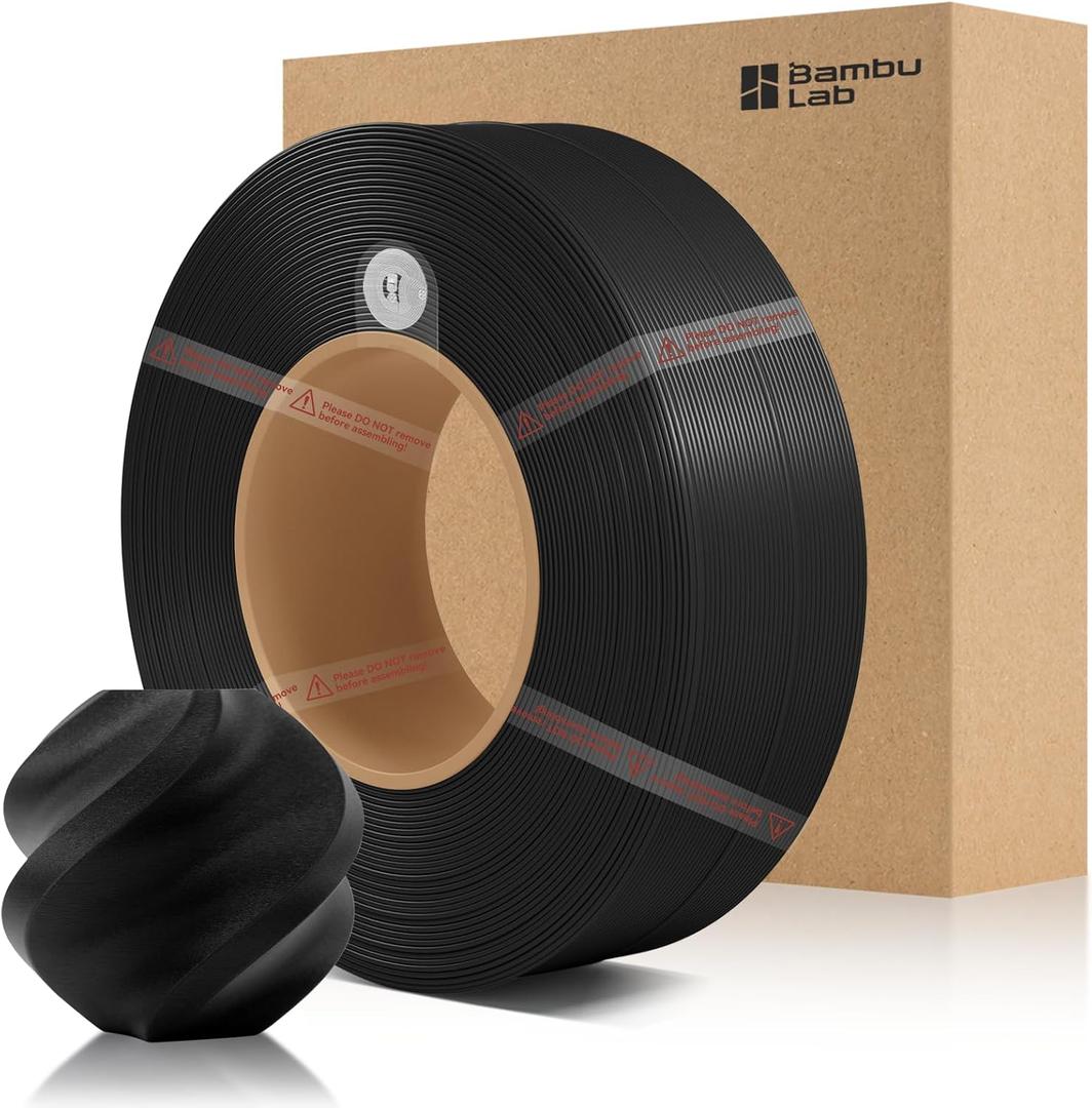 Bamboo PLA Matte Refill Filament 1.75mm 1 KG (2.2lbs) with RFID for Bambu Lab A1/X1/P1 Series 3D Printers,Easy to Print, 3D Printing Filament,No Spool, +/- 0.03mm (Charcoal Black 11101)