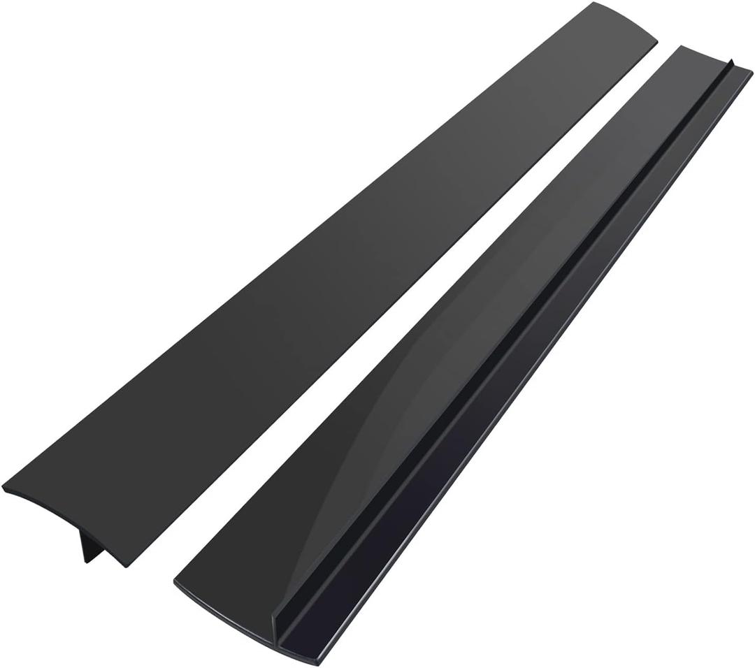 Silicone Stove Counter Gap Cover (2 Pack),Easy Clean Heat Resistant Wide & Long Kitchen Stove Gap Filler,Seals Spills Between Counters, Oven, Stovetops, Washing Machines, Washer, Dryer(25in, Black) (25 inches)