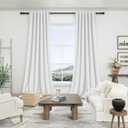 PANGSINNE 100% Linen Blackout Curtains for Bedroom 120 Inches Long, Back Tab/Rod Pocket Living Room Drapes, 10 FT Thermal Insulated Textured Blackout Curtains 2 Panels Set, 50" W x 120" L, White