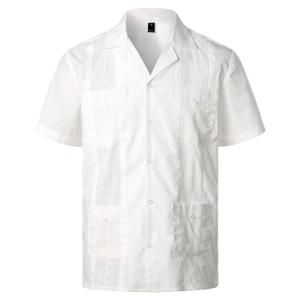 VATPAVE Mens Short Sleeve Button Down Cuban Guayabera Shirts Large