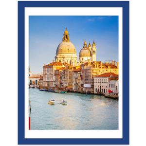 wyooxoo 12x16 Picture Frame Made of Solid Wood Dark blue Photo Frames Display Pictures 11x14 with Mat or 12x16 Without Mat Colorful Frame For Tabletop Display or Wall
