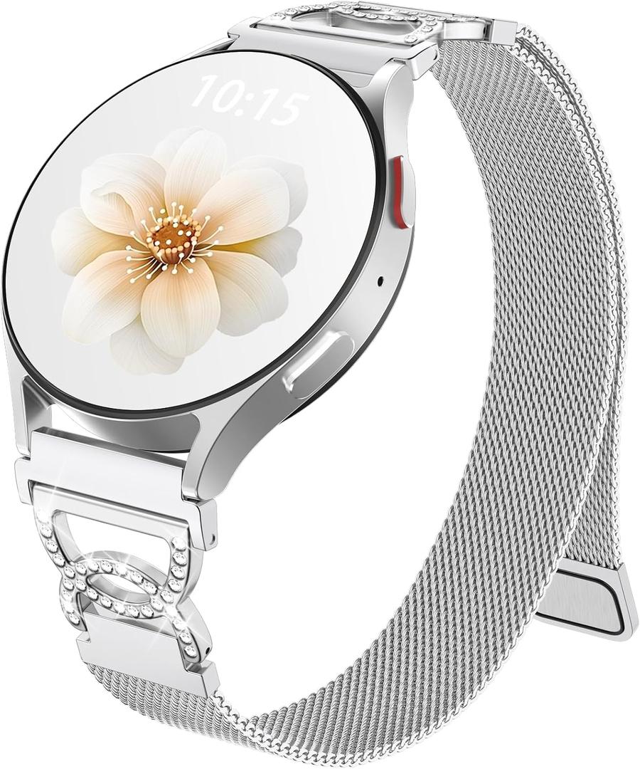 Adorve Slim Metal Strap Compatible with Galaxy Watch 7 Band, Galaxy Watch 6 Band, 5/4/FE/Pro/Classic/Active 2, 20mm Replacement Strap for Samsung Watch Bands for Women