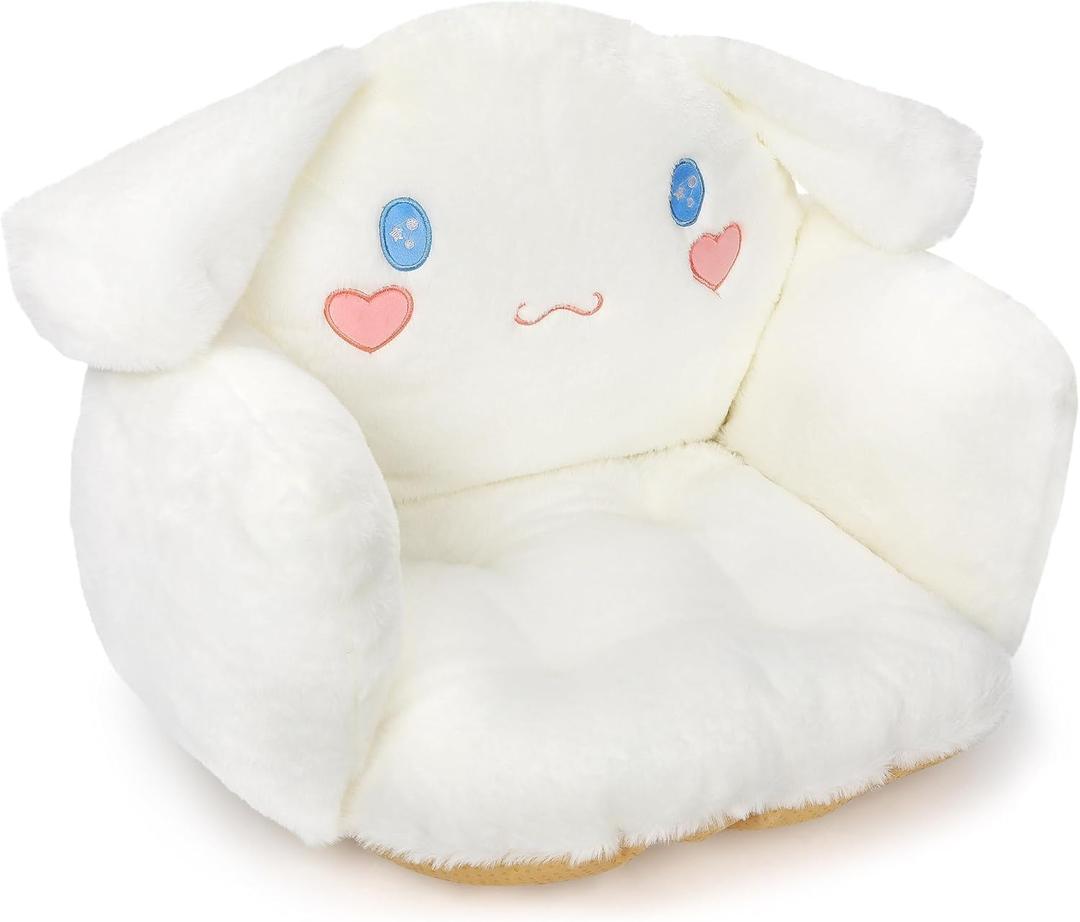 Cute Cartoon Plush Chair Cushion - Kawaii Seat Cushion Room Decor -16 x 18 in Soft Seat Pad for Gaming Chairs Office Office (White)