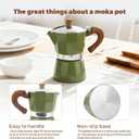 ShanSon Moka Pot Stovetop Espresso Maker 3 Cup 5 oz Italian Coffee Maker Manual Cuban Coffee Percolator Machine Italian Espresso Greca Coffee Maker for Cappuccino or Latte,Green