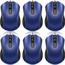 Tellegloww 6 Pcs Wired USB Computer Mouse Bulk 3 Button Corded Wired Mouse for Laptop Desktop Computer Mice for PC Office Home Supplies Graduation Gifts Bulk(Blue)