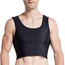 BaronHong Men Hide Gynecomastia Pullover Chest Binder Compression Slimming Undershirt Male Corset Tank Tops (Medium, Black)