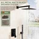 Kurpot Black Shower System, Wall Mounted Shower Faucet Set with Valve, 10-Inch Rainfall Shower Head with Handheld Combo Spray, 59'' Long Shower Hose and Shower Trim Kit, Matte Black