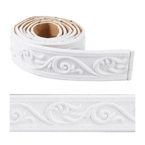 CRASPIRE 88 x 2 inch Crown Molding Peel and Stick 3D Flexible Foam Wall Trim White Self Adhesive Wallpaper Border Sticky Decorative Edging Baseboard Lines for Mirror Border Wall Hotel DIY Decor