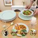 Tinybee 60PCS Sage Green Plates - Heavy Duty Sage Green Disposable Plates, Elegant Plastic Plates for Bridal Shower, Wedding and Party Including 30 Dinner Plates 10 '' & 30 Dessert Plates 7.5 ''