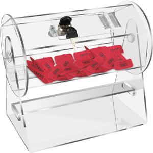 Raffle Drum, Acrylic Raffle Tickets Spinner Box, Transparent Raffle Box, Holds Approximately 2,000 Raffle Tickets, Clear Raffle Ticket Drum for Raffle, Bingo, Lottery, Balls, 11in (11x6.5x10.9 inches)