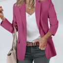 Cicy Bell Womens Casual Blazers Open Front Long Sleeve Work Office Suit Jackets Blazer (Purple, L)