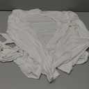 SweatyRocks Women's Pilates Outfits Wrap Tops Ballet Yoga Coquette Shirt Cute Long Sleeve Workout Activewear White Medium