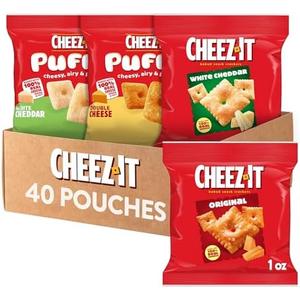 Cheez-It Cheese Crackers, Baked Snack Crackers, Lunch Snacks, Variety Pack (40 Pouches), Best By: 10/13/2025