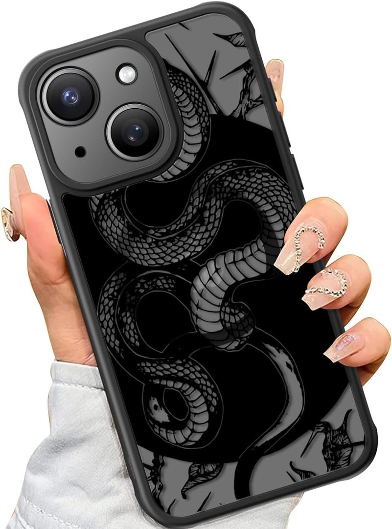 SEXYMOM Magnetic for iPhone 15 Case - Wireless Charging Compatible,Military Drop Tested Cover,Cute Floral Design for Women and Girls,Slim Fit Translucent Matte Phone Case - King Cobra