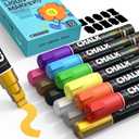 WUO Window Chalk Markers,12 Colors Car Markers,10mm 3-In-1 Jumbo Wide Nib, Dust-Free & Non-Toxic - Erasable Blackboards Marker For Rock Painting, Poster, Stone, Ceramic, Glass