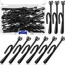 70 Pieces Metal Curtain Hooks Slip on Drapery Hook Shower Curtains Hooks Stainless Steel Drapery Pins and Hook for Window Door Curtain and Bathroom (Black)