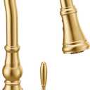Moen Weymouth Brushed Gold Traditional Shepherd's Hook Pulldown Kitchen Faucet Featuring Pull Down Spray Head with Power Boost, S73004BG