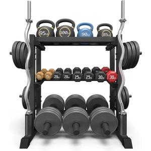 3-Tier Dumbbell Rack, 1100LB Capacity Adjustable Weight Rack for Home Gym, Heavy-Duty Weight Stand for Dumbbells Kettlebells & Weight Plates(Rack Only)