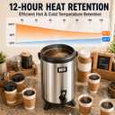 3.2 Gallon Insulated Beverage Dispenser, 12L Thermal Coffee and Drink Server with Spigot, Non-Electric Hot & Cold Drink Container for Juice, Tea, Milk, or Chocolate