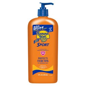 Banana Boat Sport Ultra SPF 50 Sunscreen Lotion, 12oz | Banana Boat Sunscreen SPF 50 Lotion, Oxybenzone-Free, Sunblock, Family Size, 12oz (Pack of 1), EXP 09/2027
