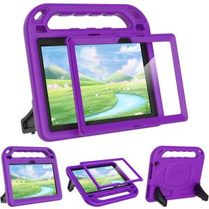 MENZO Fire HD 10 Tablet Case for Kids (13th/11th Generation, 2023/2021 Release), Lightweight Handheld Shockproof Case Built-in Screen Protector with Handle Stand, Purple