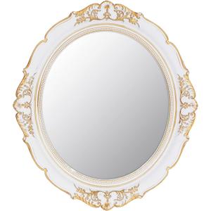 Eaoundm 13.1 x 14.8 inchs Decorative Wall Mirror, Vintage Hanging Mirrors for Bedroom Living-Room Dresser Decor Oval (White)