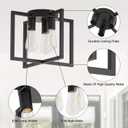 3-Light Ceiling Light Fixture, Black Semi-Flush Mount Chandelier with Geometric Metal Shade, Farmhouse Industrial Lighting for Kitchen Living Room Bedroom Hallway Foyer, E26 Base