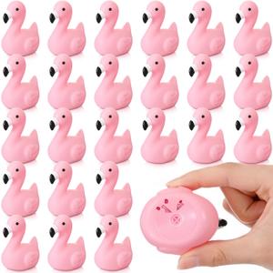 Honoson 24 Pcs Flamingo Rubber Duckies Bulk Flamingos Party Favors Bath Pool Floating Squeak Rubber Ducks for Birthday Party Decoration Cake Decoration(Cute,Light Pink)