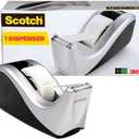 Scotch Desktop Tape Dispenser, Silvertech Two-Tone (C60-ST),Plastic