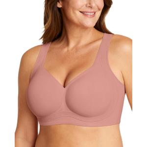 OEAK Womens Wireless Jelly Bra Plus Size Supportive Seamless Bras Full Coverage Push Up Comfortable No Underwire Tshirt Bras (XX-Large, Dusty Pink)