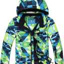 PHIBEE Big Boy's Waterproof Breathable Snowboard Ski Jacket (7, Print)