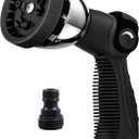 Garden Hose Nozzle Spray Nozzle,10 Hose Metal Duty Watering Patterns Thumb Control On Off Valve, High Pressure Nozzle Sprayer for Watering Plants, Car Wash,Cleaning,Showering Pets (Black)