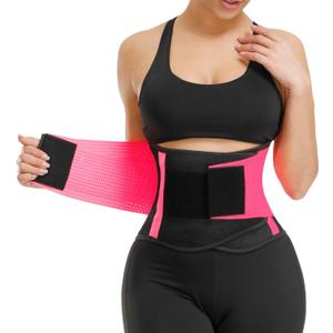 VENUZOR Waist Trainer Belt for Women - Waist Cincher Trimmer - Slimming Body Shaper Belt - Sport Girdle Belt (UP Graded)(FL Pink,L)